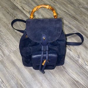 Gucci Vintage Mini Suede Bamboo Backpack